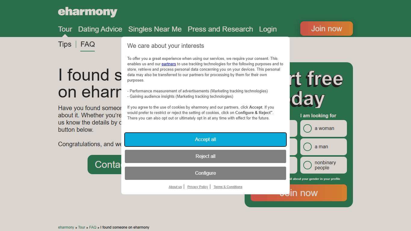 What to do when you found someone on eharmony?